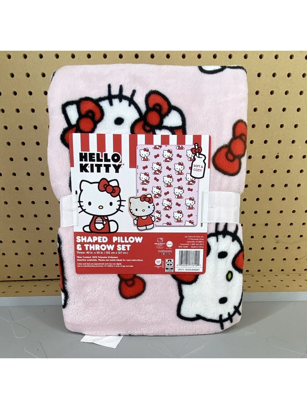 Hello Kitty Shaped Pillow & Throw Blanket Set 40x50 Sanrio